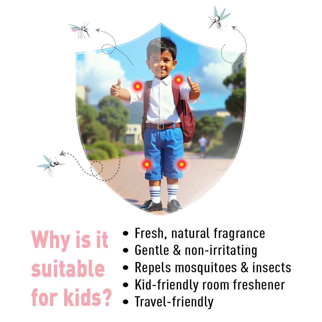 Schoolers Baby & Kids Mosquito-Insect Repellent Fabric Roll-On With Citronella, Lemongrass, Clove, Eucalyptus, Neem seed and Tea tree oils, Natural, DEET Free & Safe 8ml