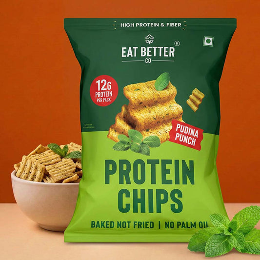 【Eat Better Co】 Protein Chips - Pudina Punch｜プロテインチップス プディナ（ミント）パンチ｜55g