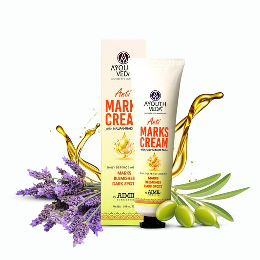 Anti-Marks Face Cream | With Nalpamaradi Taila & 6 Oils | Ayurvedic Cream for Dark Spots, Acne Marks, & Uneven Skin Tone | Daily Skincare for Men & Women (30g)ti Marks Cream 30g 30g