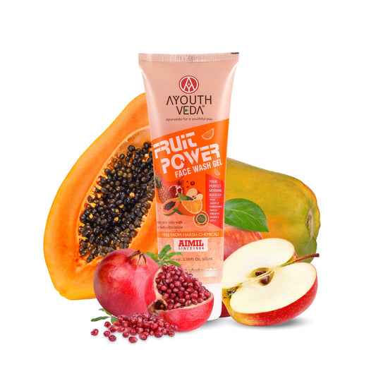 【Ayouthveda】 Fruit Power Face Wash Gel | With 5 Fruit Juices, Aloe Vera & Coconut Water | Refreshing Cleanser That Removes Dirt, Improves Skin Texture & Natural Glow｜フルーツパワー フェイスウォッシュジェル｜100ml