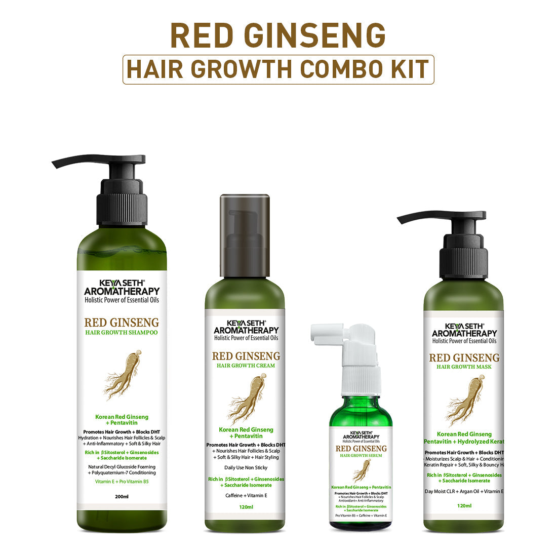 Korean Red Ginseng Hair Growth Combo Kit – Shampoo & Serum, Blocks DHT, Hydrates & Nourishes Hair & Scalp, Pentavitin, Caffeine, Vitamin B5, Promotes Hair Growth & Scalp Health 490ml