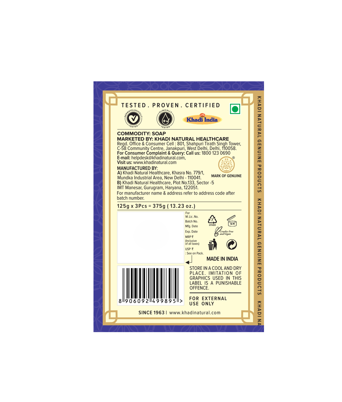 Herbal Pure Lavender Soap Combo Pack Of 3 125gm Each