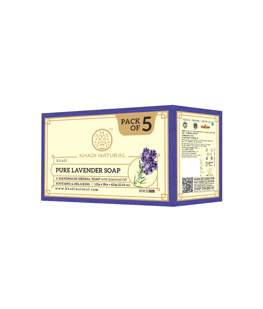 Herbal Pure Lavender Soap Combo Pack Of 5 125gm Each