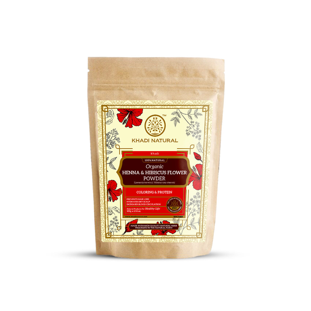 Organic Henna & Hibiscus Flower Hair Coloring Powder - 100% Natural 100gm