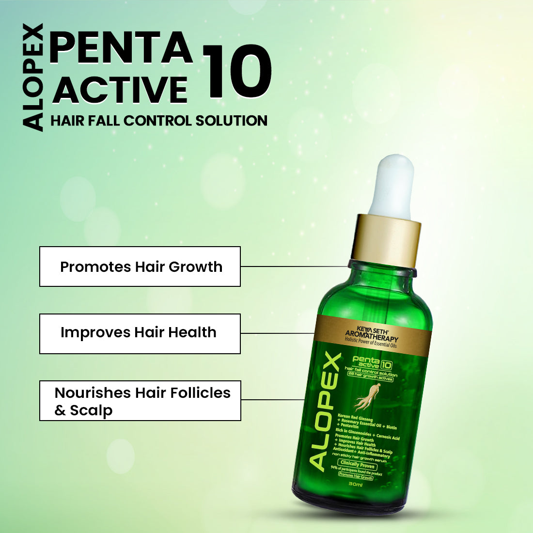 Alopex Penta Active 10, Solution for New Hair Growth & Hair Fall Control, Enriched with Korean Red Ginseng, Biotin & Vitamin E (Clinically Proven) 120g
