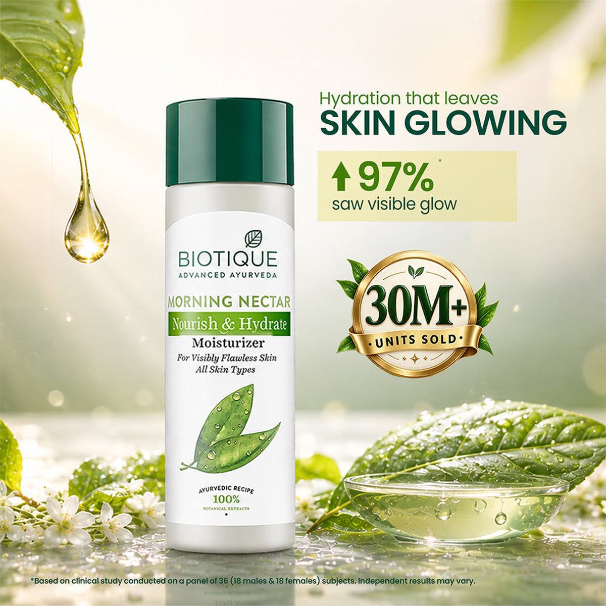 【Biotique】 BIOTIQUE Bio Morning Nectar Nourishing Lotion 570ml (190ml x 3)｜モーニングネクター ナリッシング ローション 190ml×3本セット｜570ML