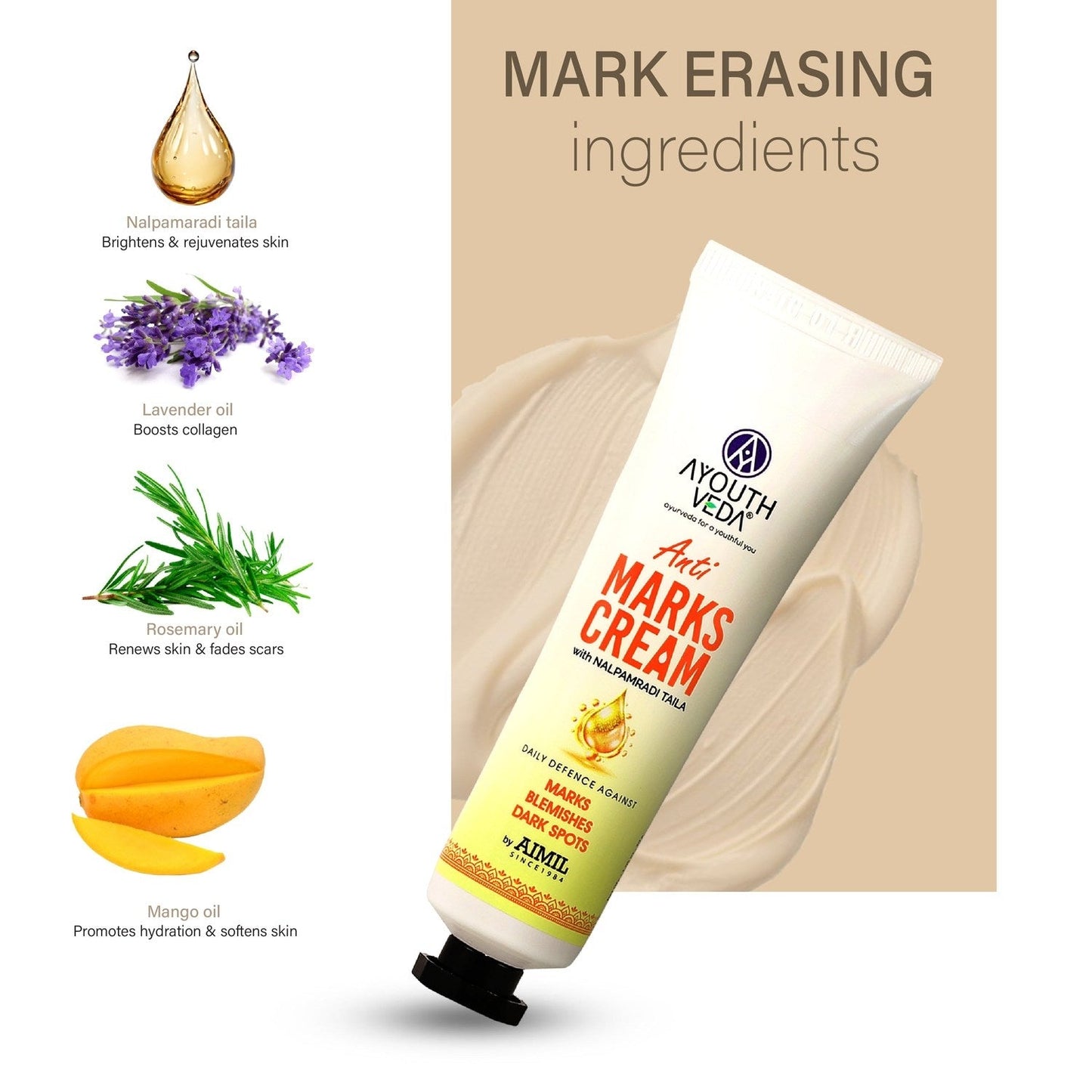 Anti-Marks Face Cream | With Nalpamaradi Taila & 6 Oils | Ayurvedic Cream for Dark Spots, Acne Marks, & Uneven Skin Tone | Daily Skincare for Men & Women (30g)ti Marks Cream 30g 30g