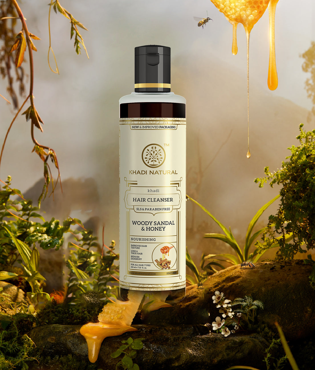 Woody Sandal & Honey Hair Cleanser SLS & Paraben Free 210ml