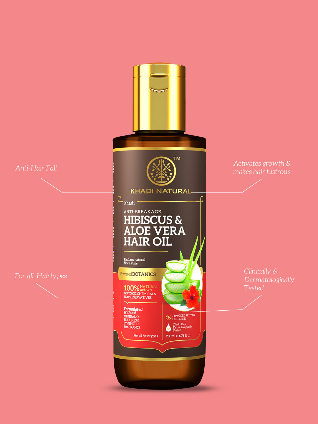 Hibiscus & Aloe Vera Hair Oil - Mineral Oil, Silicones, Synthetic Fragrance Free 200ml