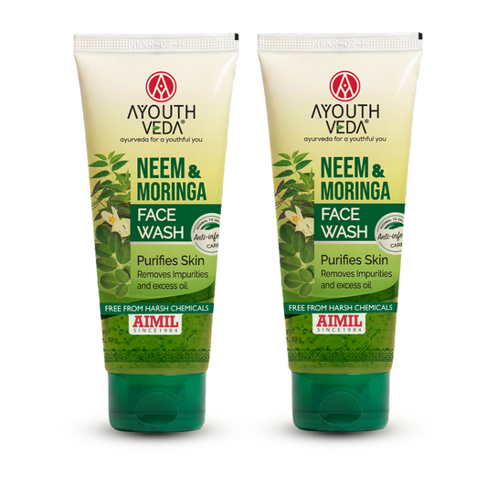 【Ayouthveda】 Neem & Moringa Skin Purifying Face Wash with Turmeric & Moringa Extracts | Deep Cleansing Gel for Acne-Prone Skin | Eliminates Dirt｜ニーム＆モリンガ スキン ピュリファイング フェイスウォッシュ｜100g