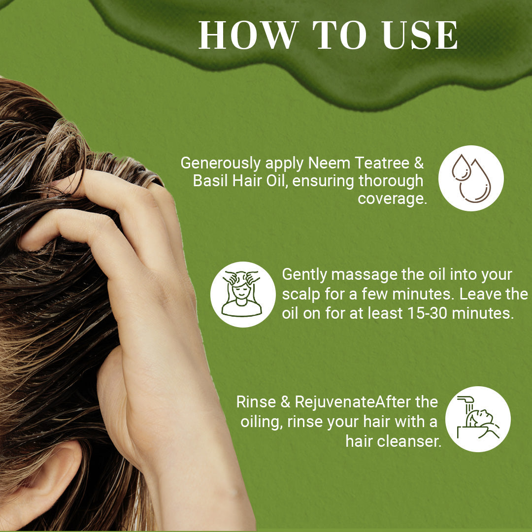 Neem Teatree & Basil Hair Oil Paraben Mineral Oil Free 210ml