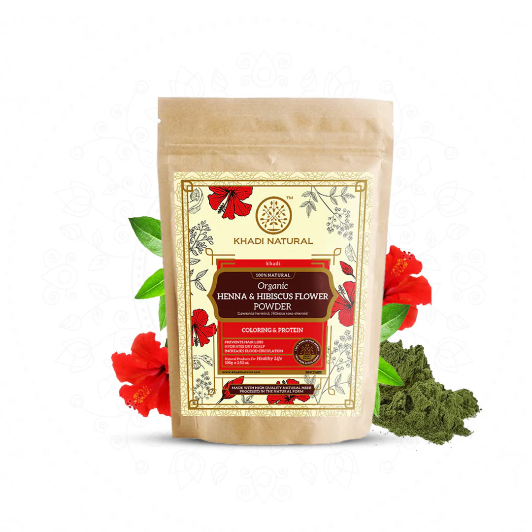 Organic Henna & Hibiscus Flower Hair Coloring Powder - 100% Natural 100gm
