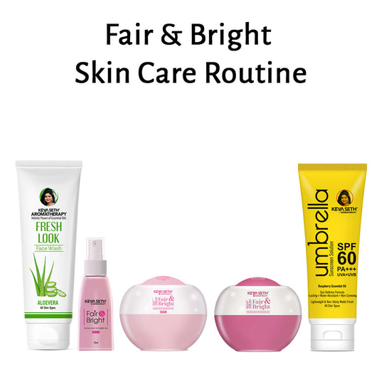 Fair & Bright Skincare Routine – Hydrating Facewash, Brightening Serum, Day/Night Cream & SPF 60 for Radiance & Spot Control 342ml