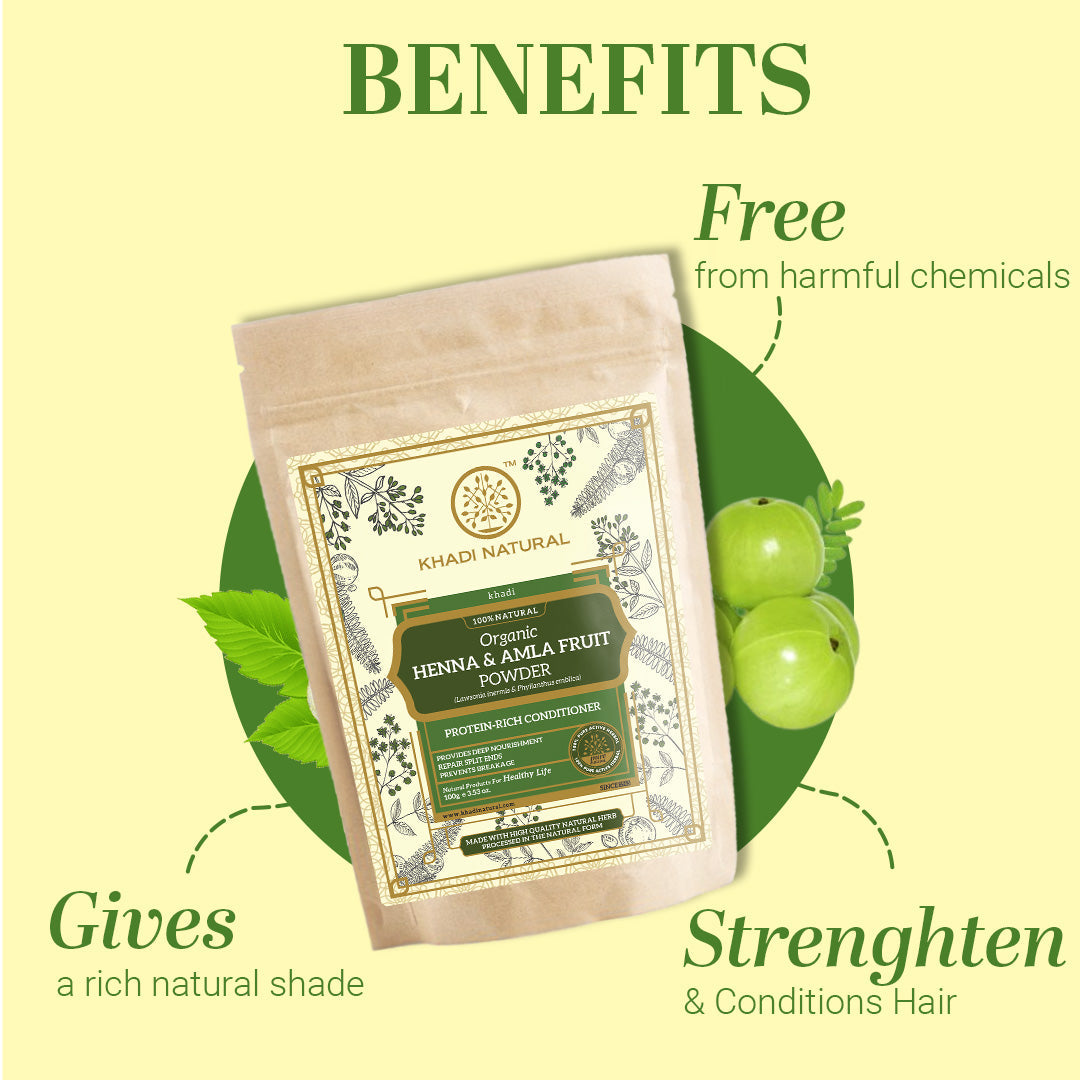 Organic Henna & Amla Fruit Powder For Hair Care - 100% Natural 100gm