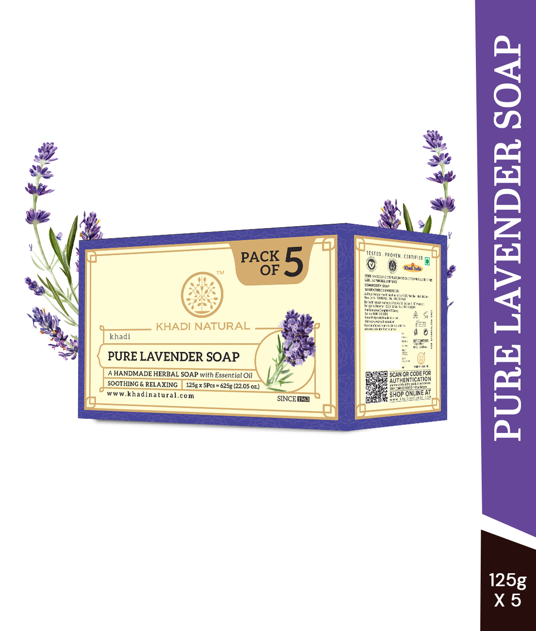 Herbal Pure Lavender Soap Combo Pack Of 5 125gm Each