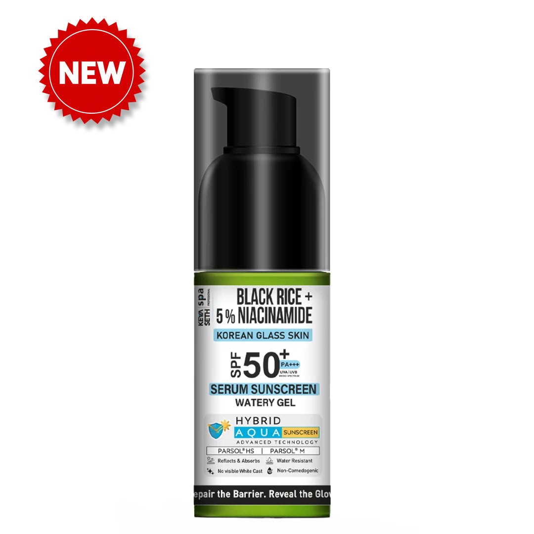 【Keya Seth】 Korean Glass Skin Hybrid Aqua Serum Sunscreen SPF 50 PA+++ (Black Rice & 5% Niacinamide)｜コリアン グラススキン ハイブリッド アクアセラム サンスクリーン SPF50 PA+++（黒米・ナイアシンアミド 5%）｜50ml