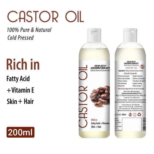 Cold Pressed Pure Castor Oil For Skin & Hair, Rich in Fatty Acid, Vitamin E 200ml