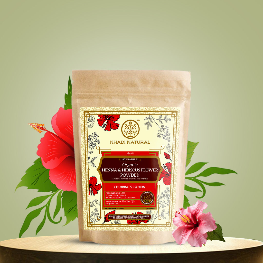 Organic Henna & Hibiscus Flower Hair Coloring Powder - 100% Natural 100gm