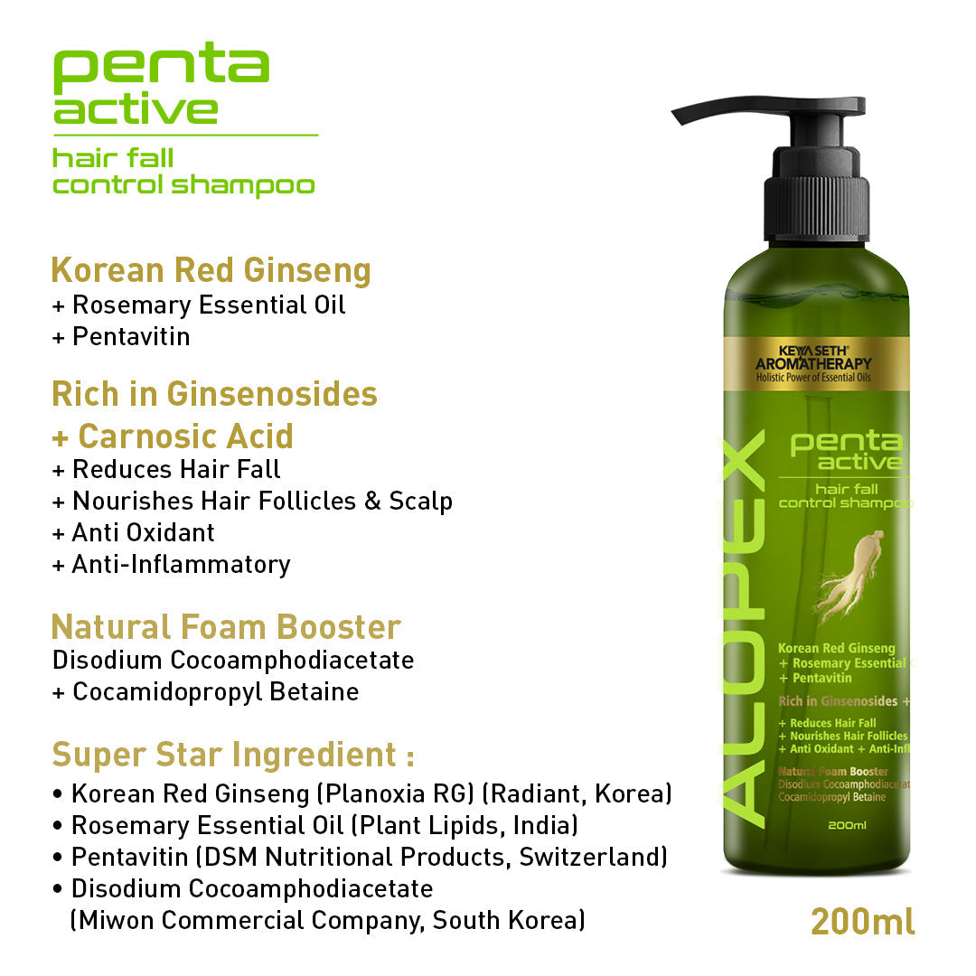 Alopex Penta Hair Growth Serum Treatment Kit – Shampoo & Solution with Korean Red Ginseng, Rosemary & Pentavitin for Hair Fall Control & Scalp Nourishment 320ml x 3