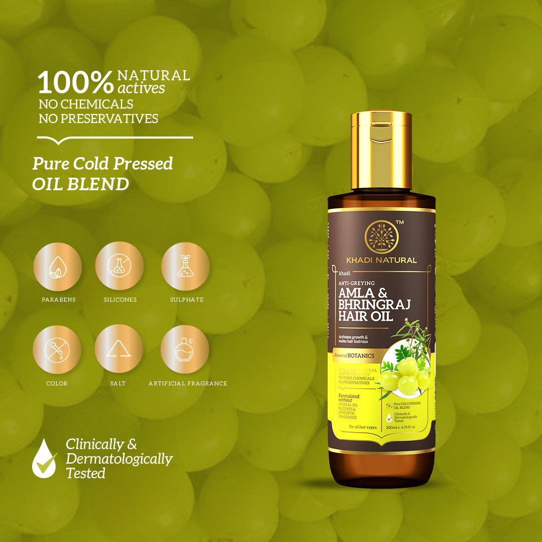 Amla & Bhringraj Hair Oil - Mineral Oil, Silicones, Synthetic Fragrance Free 200ml