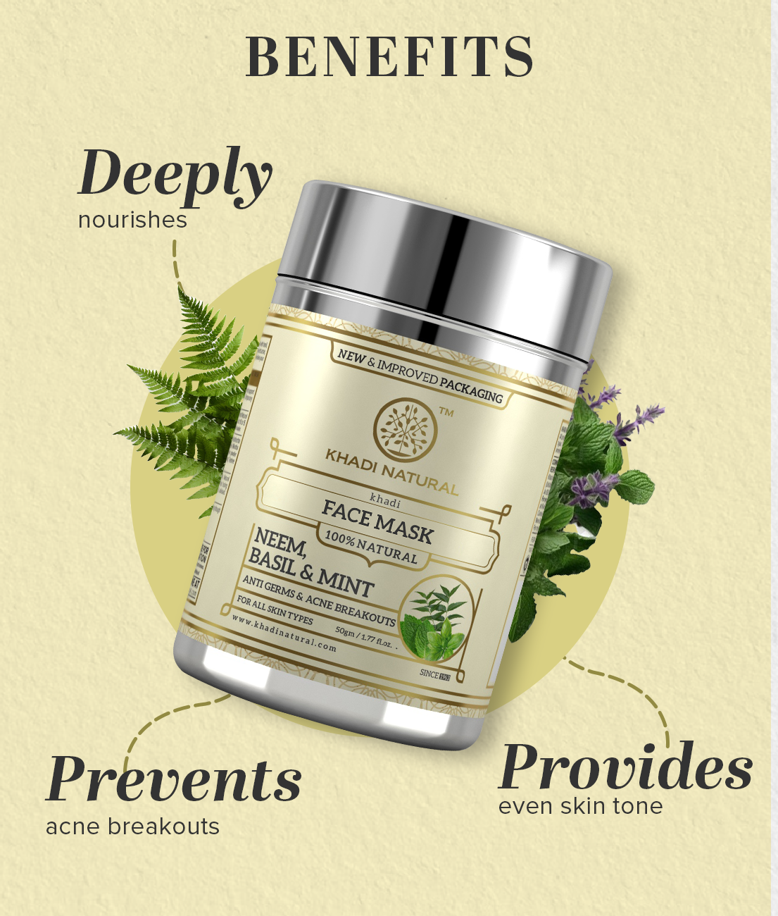 Neem Basil & Mint Anti Acne Face Pack 50gm