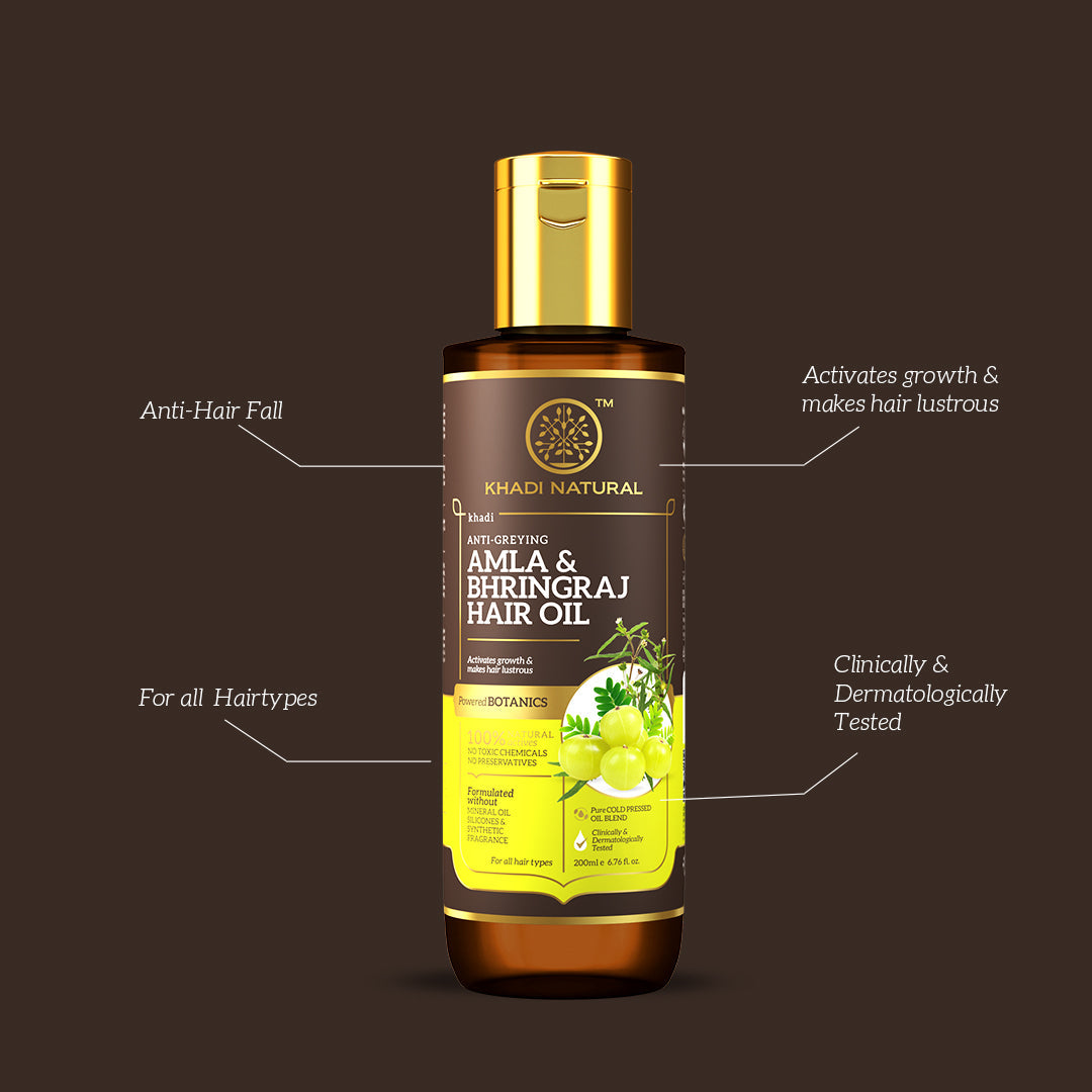 Amla & Bhringraj Hair Oil - Mineral Oil, Silicones, Synthetic Fragrance Free 200ml