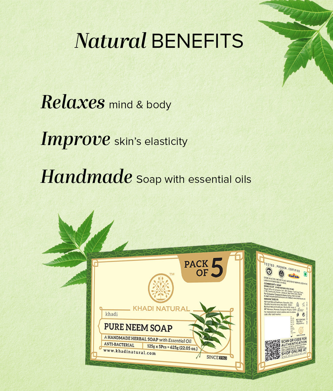 Herbal Pure Neem Soap Combo Pack Of 5 125gm Each