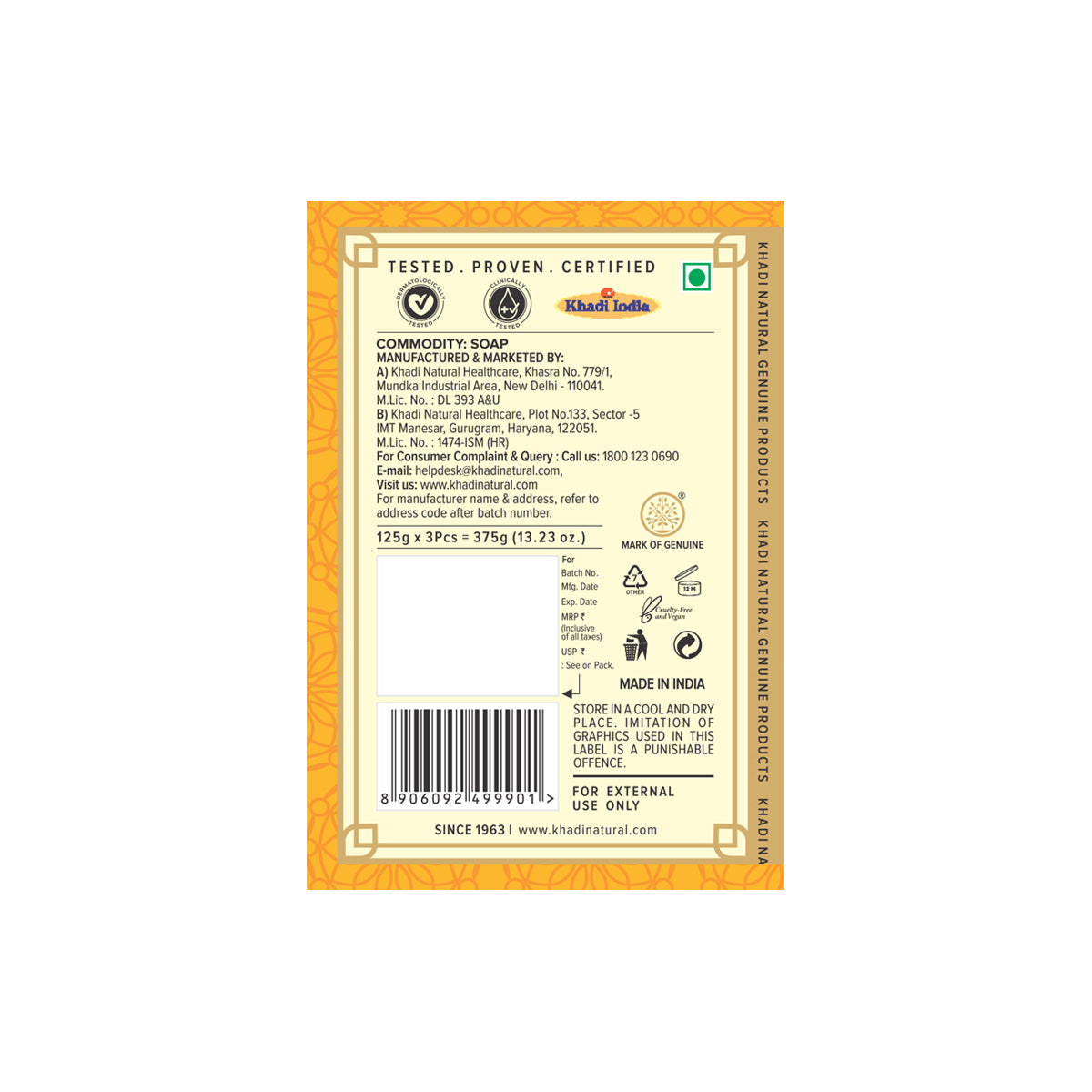 Herbal Chandan Haldi Soap Combo Pack Of 3 125gm Each