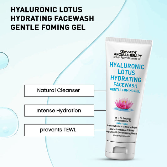 Hyaluronic Lotus Hydrating Facewash, 2 % Pentavitin + Natural Glucoside Foaming, NMFs + Lipids, Skin Barrier Repair, Gentle SLS Free 100ml x 3