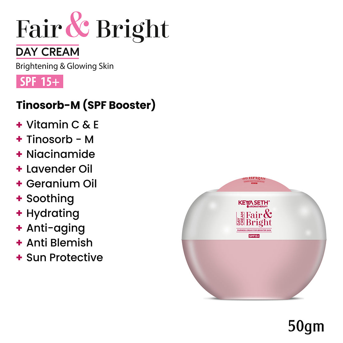 Fair & Bright Skincare Routine – Hydrating Facewash, Brightening Serum, Day/Night Cream & SPF 60 for Radiance & Spot Control 342ml