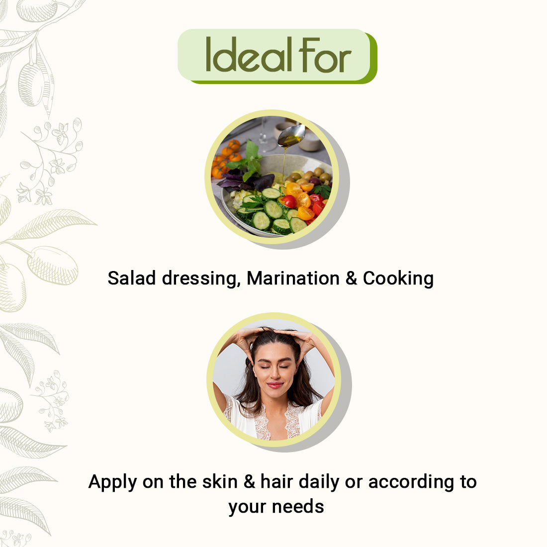 Cold Pressed Pure Olive Oil for Face, Body & Cooking Rich in Vitamin E & K 200ml