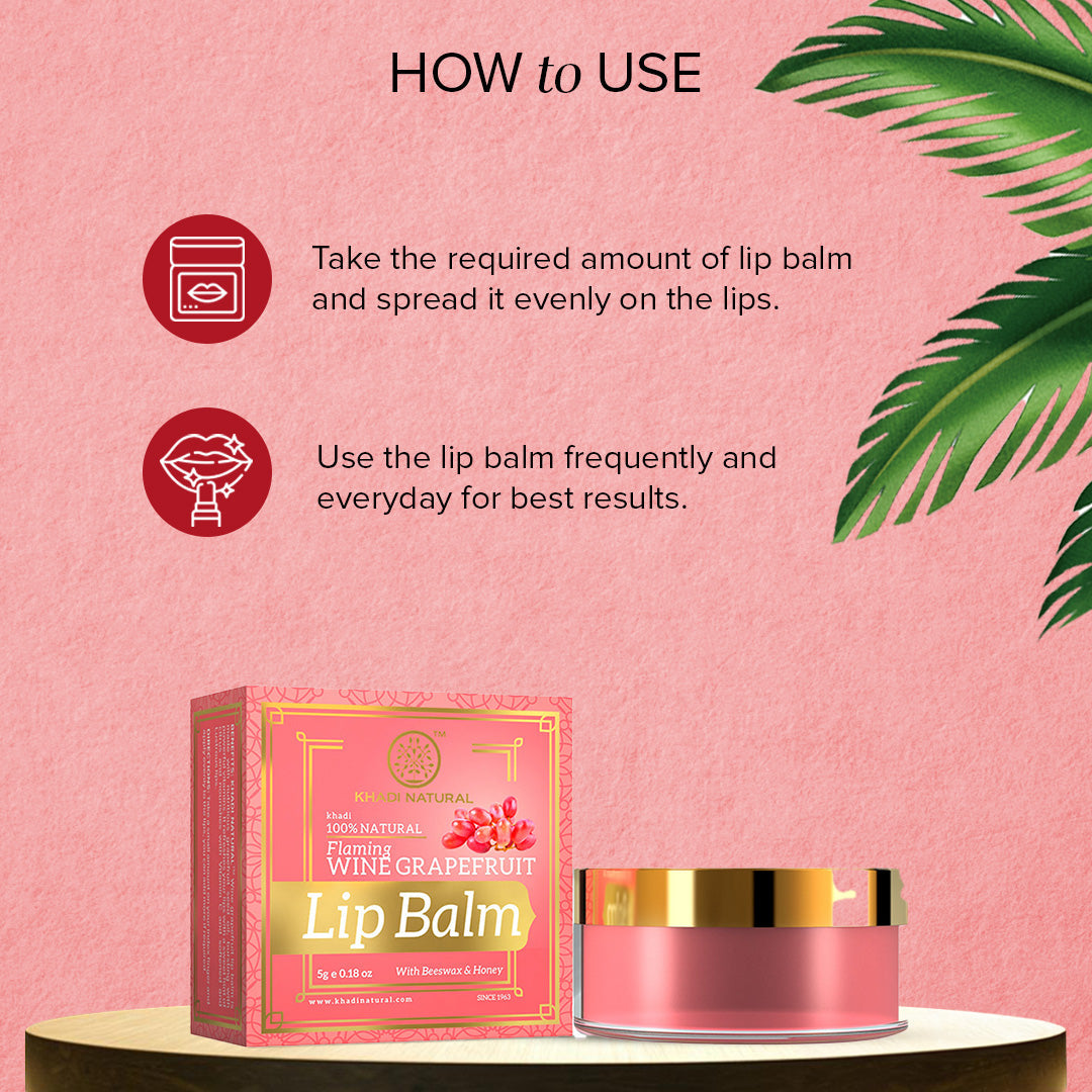 Wine Grapefruit Lip Balm - With Beeswax & Honey 5gm