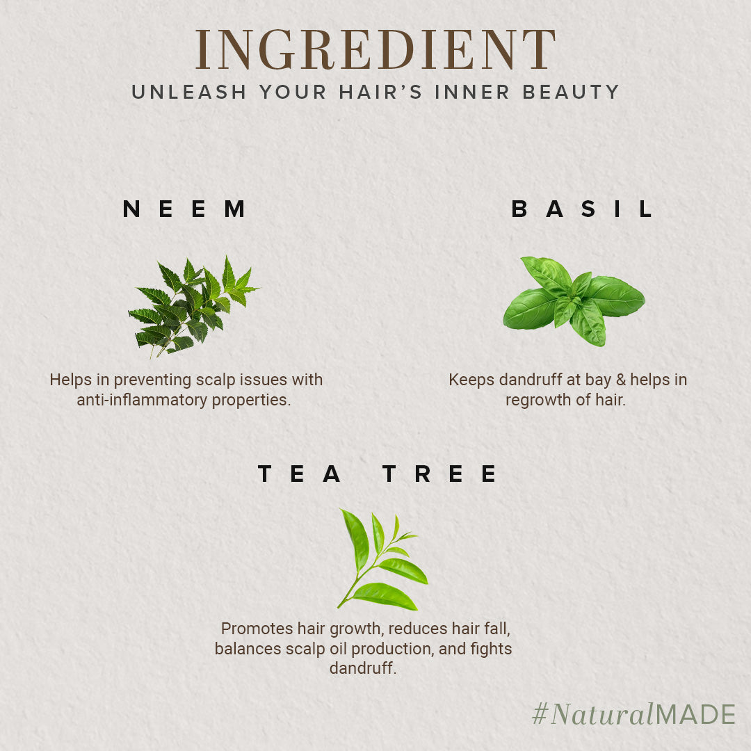 Neem Teatree & Basil Hair Oil Paraben Mineral Oil Free 210ml