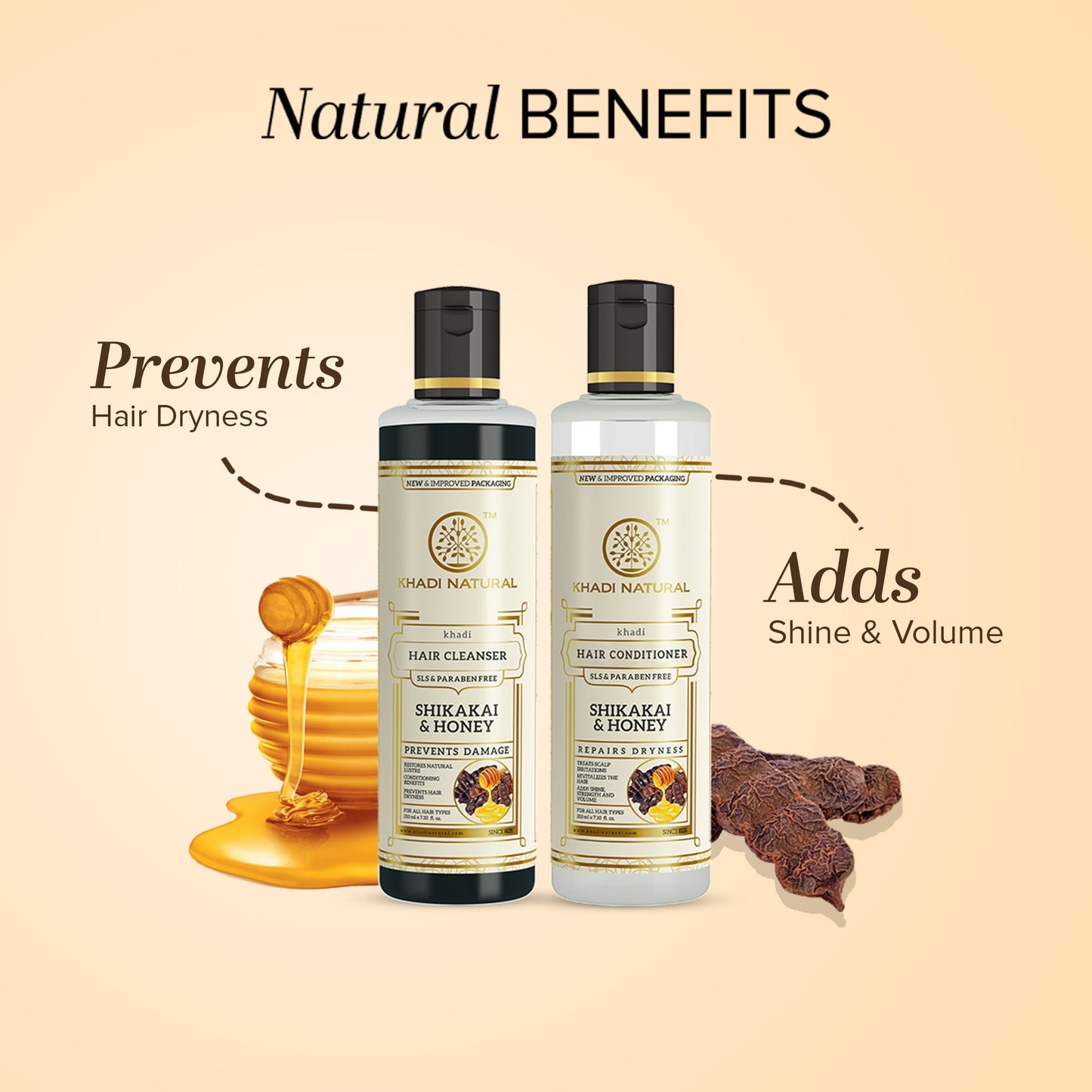 Shikakai & Honey Cleanser & Conditioner SLS & Paraben Free Combo 210ml Each