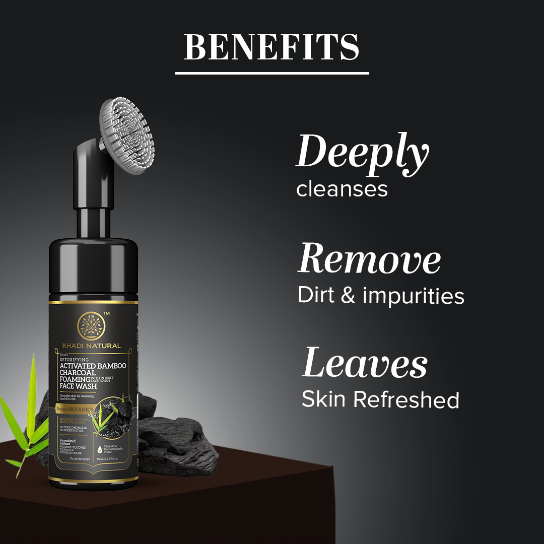Activated Bamboo Charcoal Foaming Face Wash with In- Built Face Brush 150ml