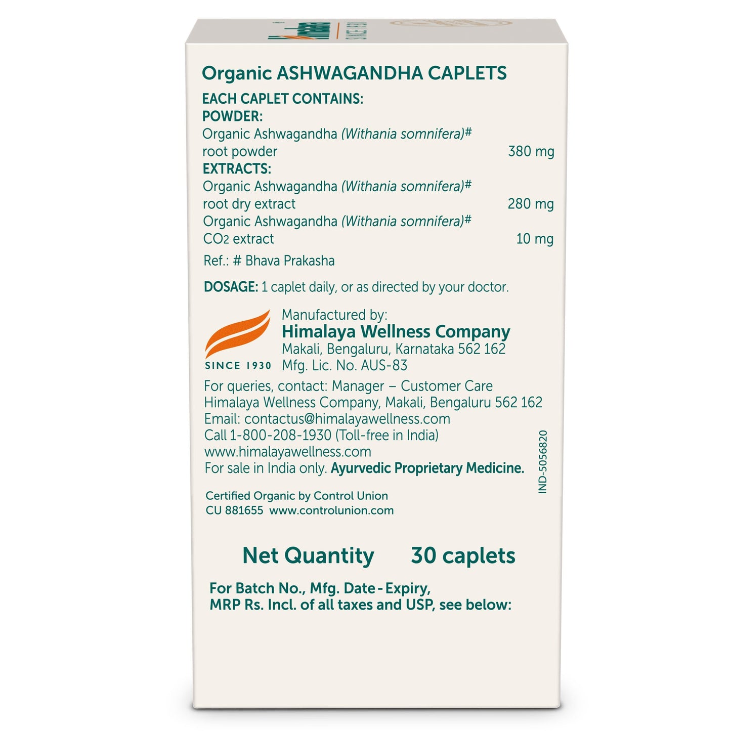 Himalaya Organic Ashwagandha Pack of 60