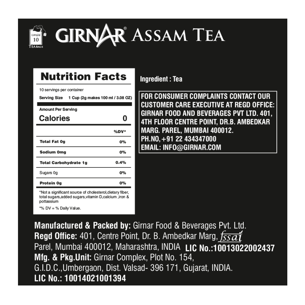 Single Origin Black Tea Bags - Assam Tea 10 Tea Bags