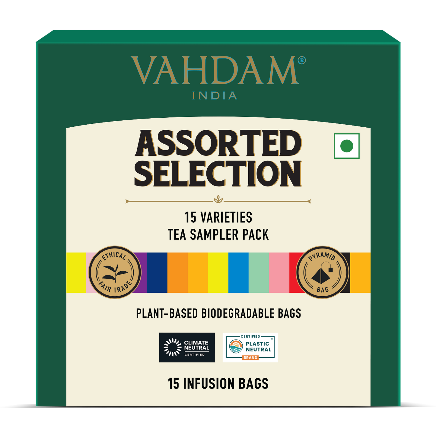 Assorted Tea Bags Sampler | 15 Variants, 15 Count 15 Count