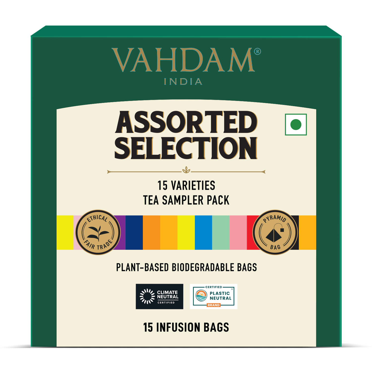 Assorted Tea Bags Sampler | 15 Variants, 15 Count 15 Count