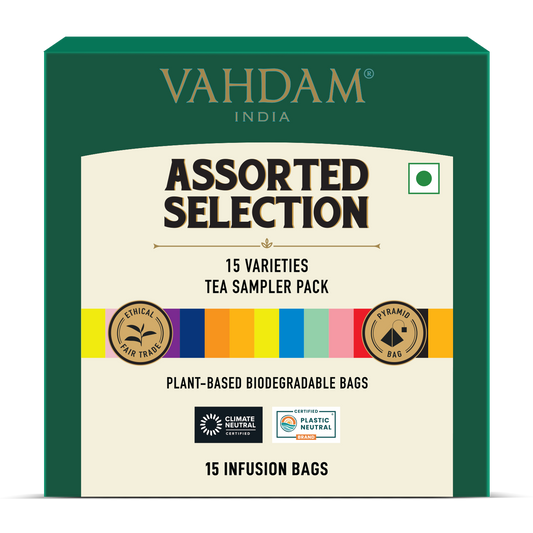 Assorted Tea Bags Sampler | 15 Variants, 15 Count 15 Count