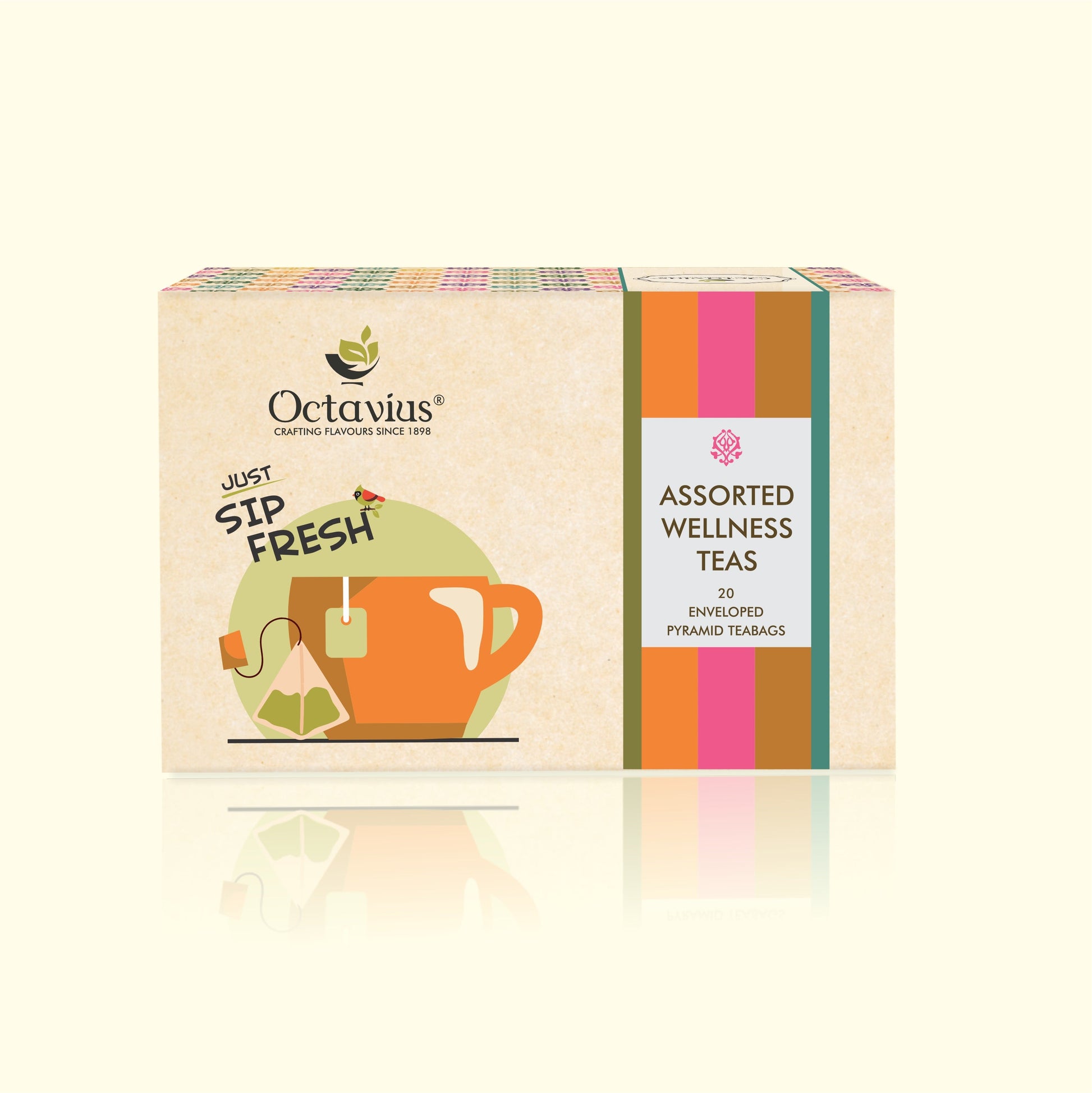 Assorted Wellness Teas   - 20 Enveloped Pyramid Tea Bags 390g