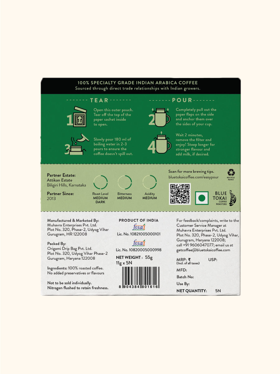 Attikan Estate Medium-Dark Roast Easy Pour Pack of 5