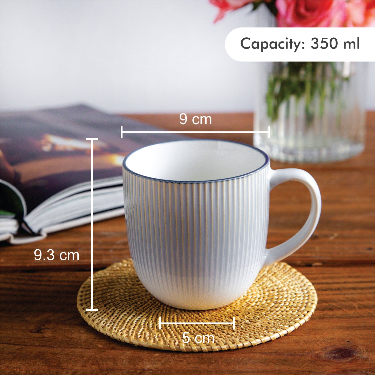 Aura Lines Blue Mist Coffee Mug (Set of 2) – 350 ml 350ml