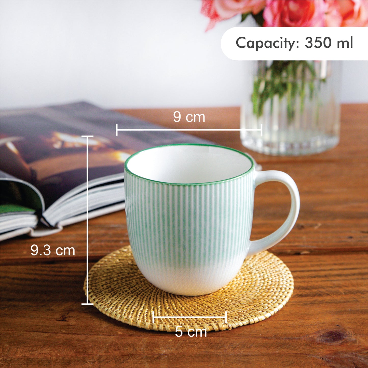 Aura Lines Mint Glow Coffee Mug (Set of 2) – 350 ml 350ml