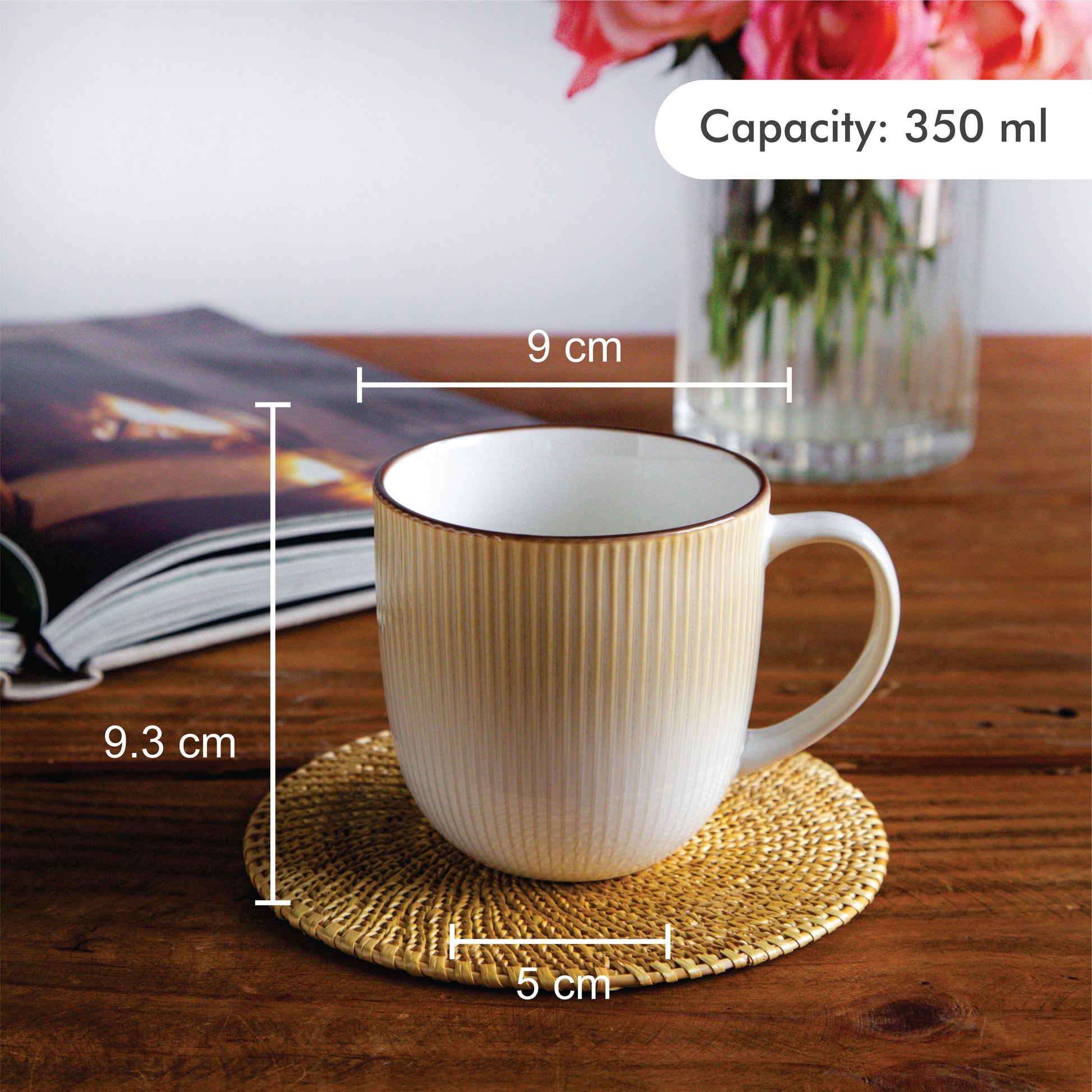 Aura Lines Golden Hue Coffee Mug (Set of 2) – 350 ml 350ml