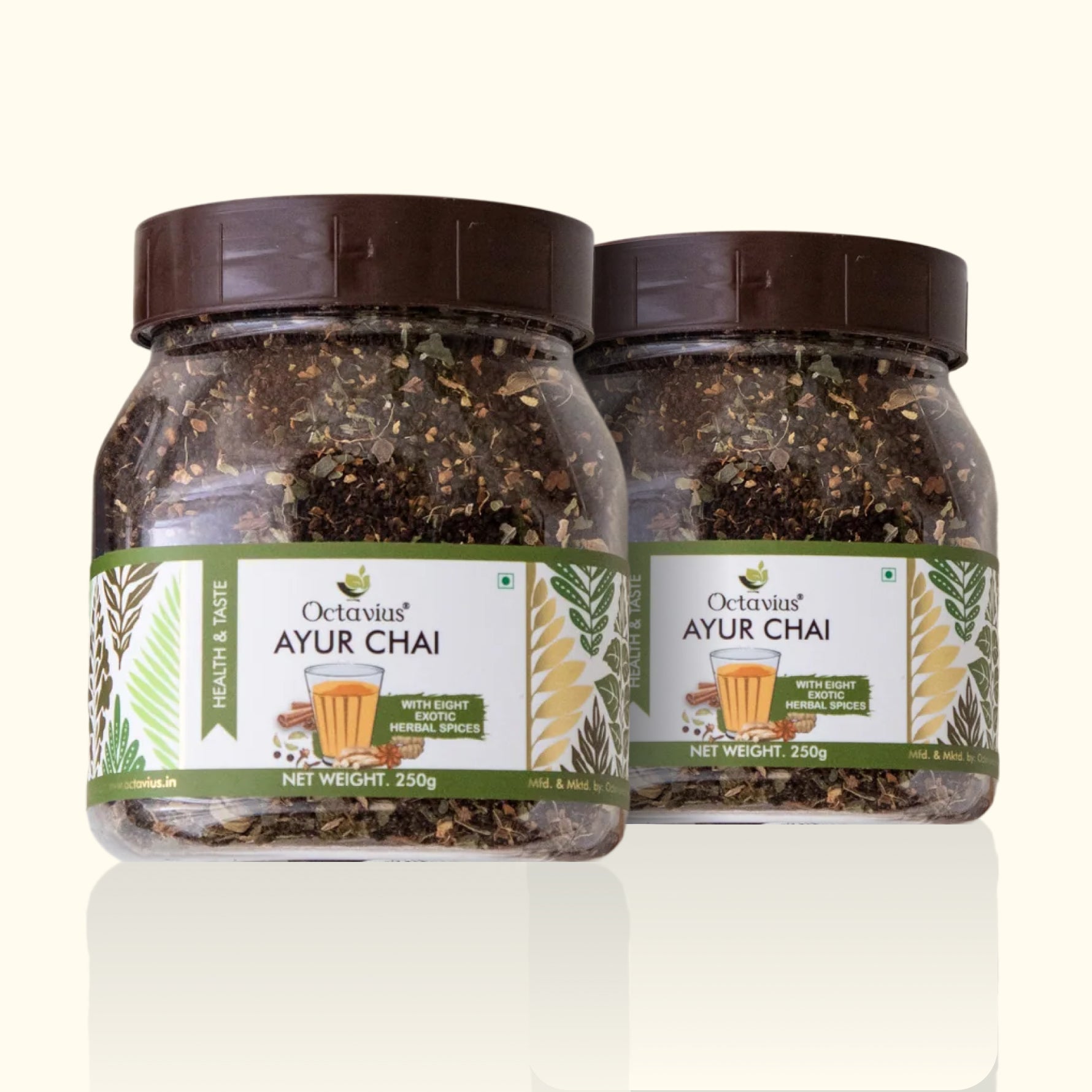 Ayur Chai (With Eight Exotic Herbal Spices) - 250 Gms Jar ( PACK OF 2 ) 250g