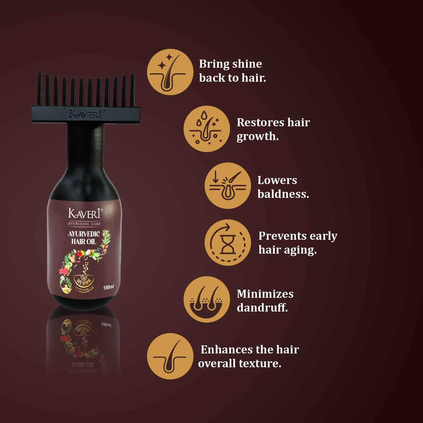 Kaveri Ayurvedic Hair Oil For Hair Growth & Hair Fall Control – Comb Applicator Bottle