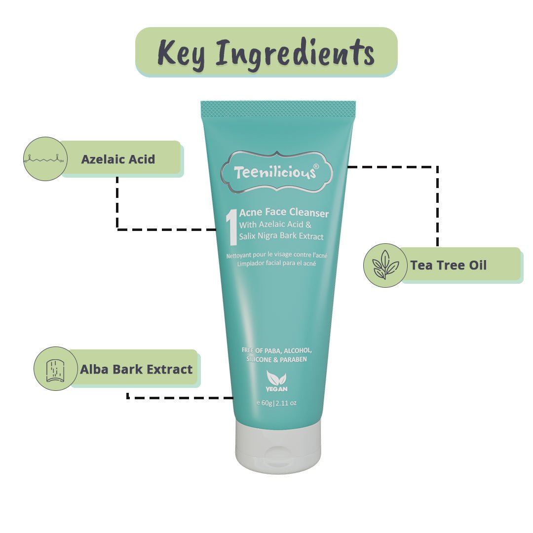 Teenilicious Acne Face Cleanser With Azelaic Acid - For Dry & Sensitive Skin