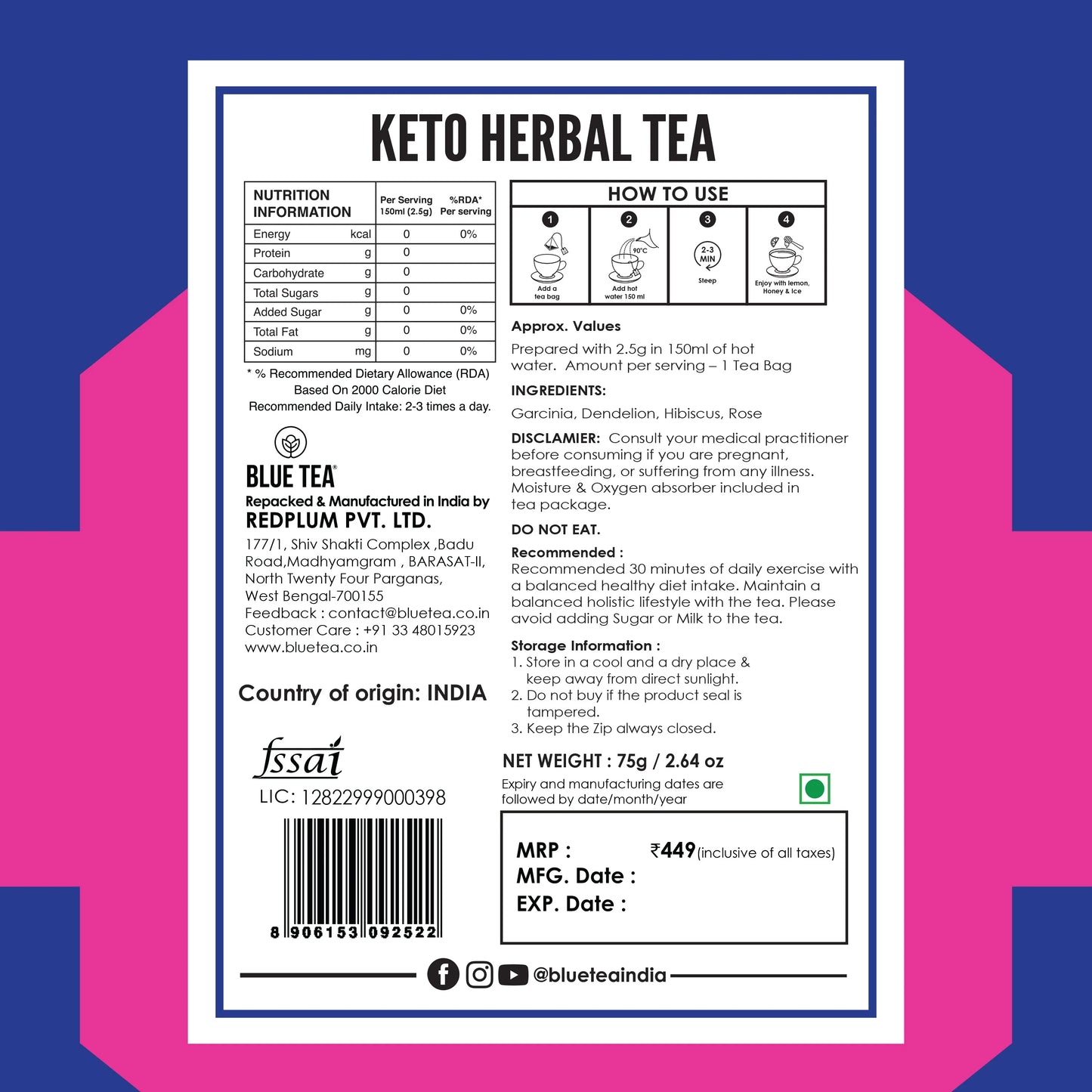 Keto Herbal Tea  - 30 Tea Bags 30 Tea Bags
