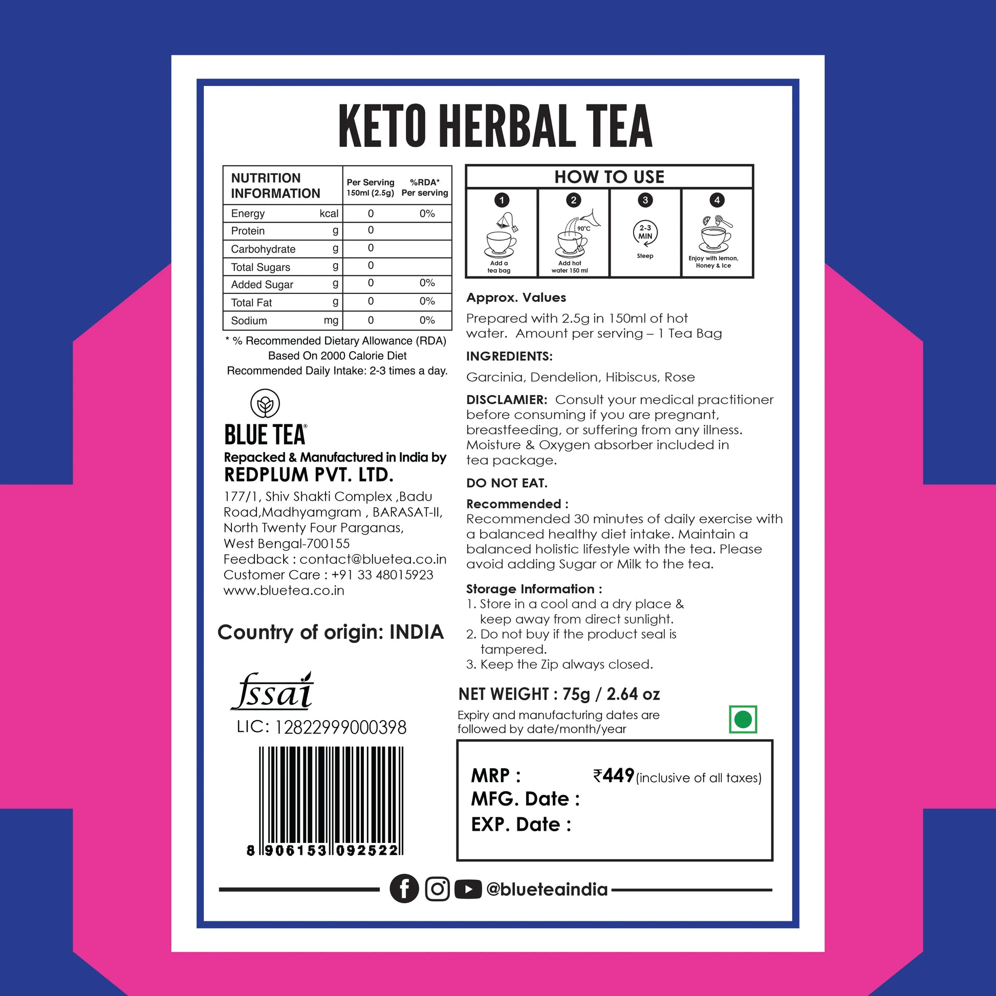 Keto Herbal Tea  - 30 Tea Bags 30 Tea Bags